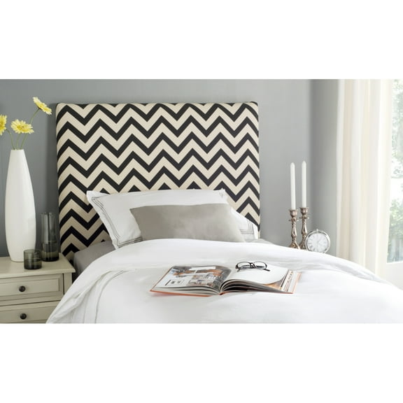 Safavieh Ziggy Chevron Stripes Upholstered Headboard, Twin, Black/White Zig Zag