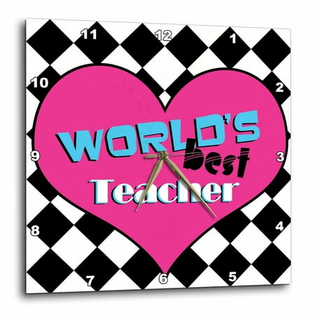 3dRose Worlds Best Teacher Pink - Wall Clock, 10 by (Best World Clock App)