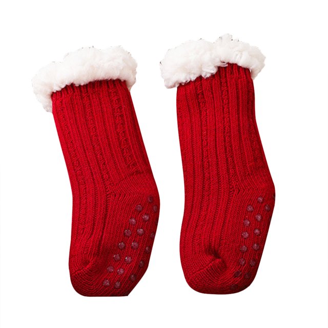 SUNSIOM Infant Baby Lamb Floor Socks Solid Color/Contrast Color Baby Winter Warm Thick Knit Crew Socks