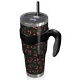 thumbnail image 2 of 40oz Tumbler,Black Christmas Cherry Pattern Insulated Tumblers with Removable Handle,Stainless Steel Double Vacuum Coffee Tumbler Cup with Straw for Home,Office,Travel,Party, 2 of 5