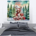 thumbnail image 3 of Merry Christmas Santa Reindeer Antlers Brittany Spaniel Sleigh Xmas Winter Holiday Tapestry Brittany Dog Lover Gifts Idea Wall Hanging Backdrop Home Decor - 00023, 3 of 5