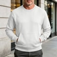 thumbnail image 2 of Crewneck Sweatshirt Zaewscy Men Long Sleeve Solid Round Neck Pocket Sport Sweatshirts White S, 2 of 9