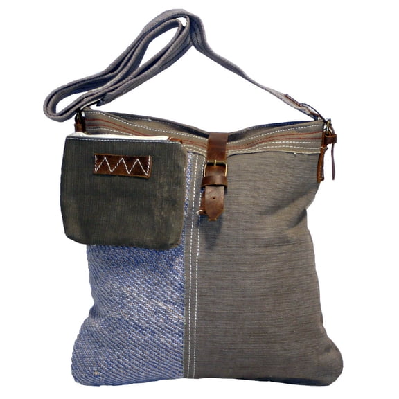 Uchi Upcycled Distressed Canvas Tent Medium Bohemian Crossbody Shoulder Bag