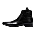 thumbnail image 2 of Santimon Men Leather Boots Brogue Oxford Dress Boots Casual Chukka Boots Ankle Boots Black 6.5 US, 2 of 5