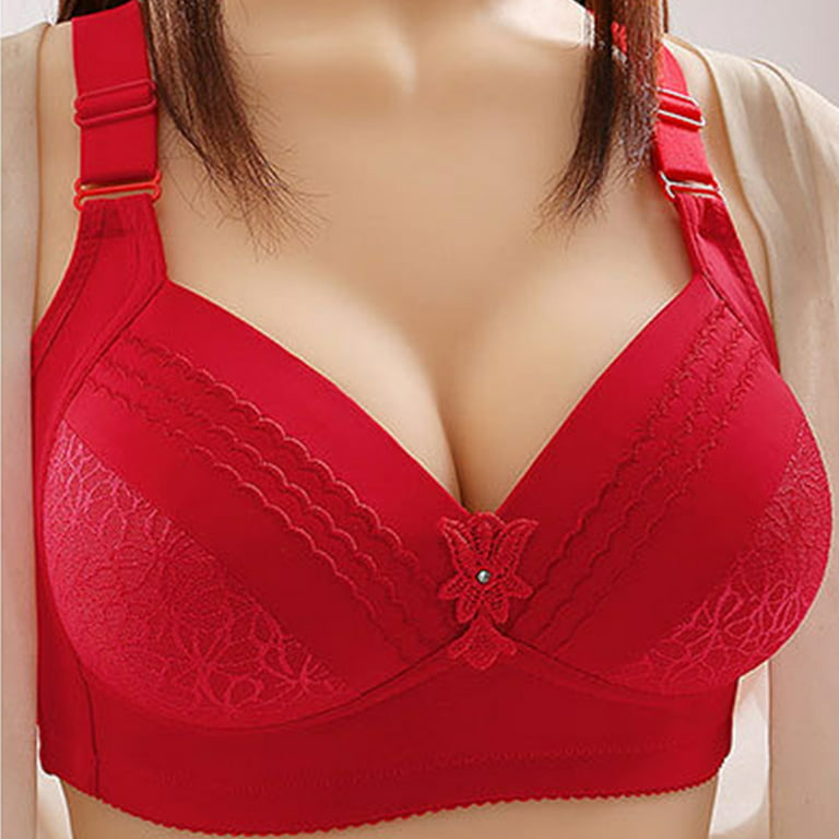 Push Up Bra for Women Clearance Plus Size Lace Bras Wireless Brassiere Full  Coverage Pushup Everyday Bras Non Wired Floral Comfort Underwear for