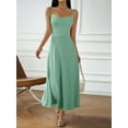 thumbnail image 2 of Liacowi Women Long Dress Solid Color Spaghetti Strap Sleeveless Cami Dress Summer Tie-Up Backless Evening Party Dress, 2 of 6