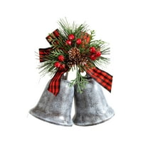 Tunhigl Vintage Bronze Wrought Iron Christmas Bells, Rustic Jingle Bell Ornaments, Durable Metal Holiday Tree Decor, Farmhouse Garland, Outdoor Porch & Mantel Decorations Gray