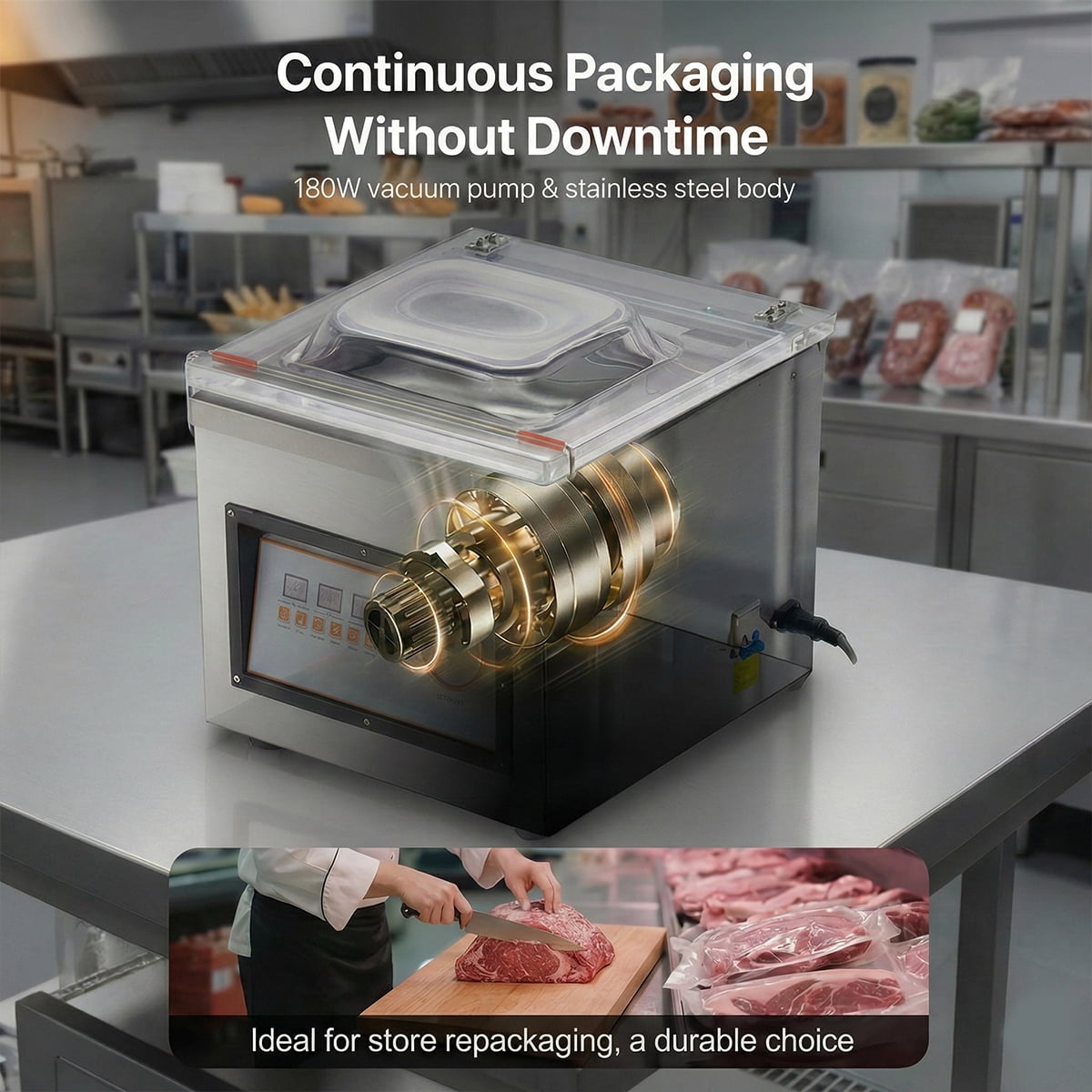 Chamber Vacuum Sealer 320W Power Compact Size 12.6 in Sealing Length Machine