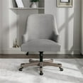 thumbnail image 3 of Pemberly Row Rustic Wood Base and Fabric Upholstered Office Chair in Fog Brown, 3 of 9