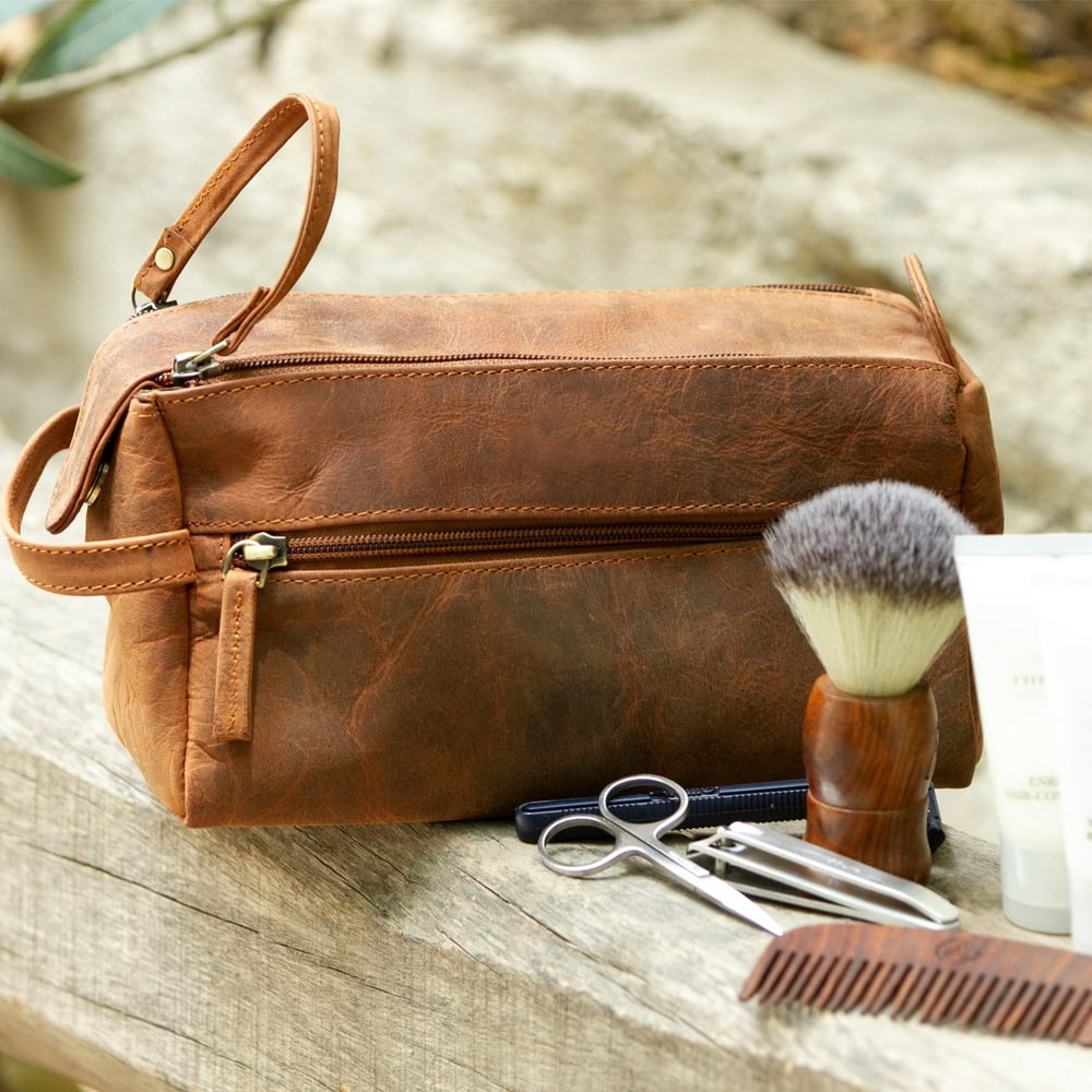 Rustic Town - Rustic Town Genuine Leather Toiletry Bag Hygiene ...