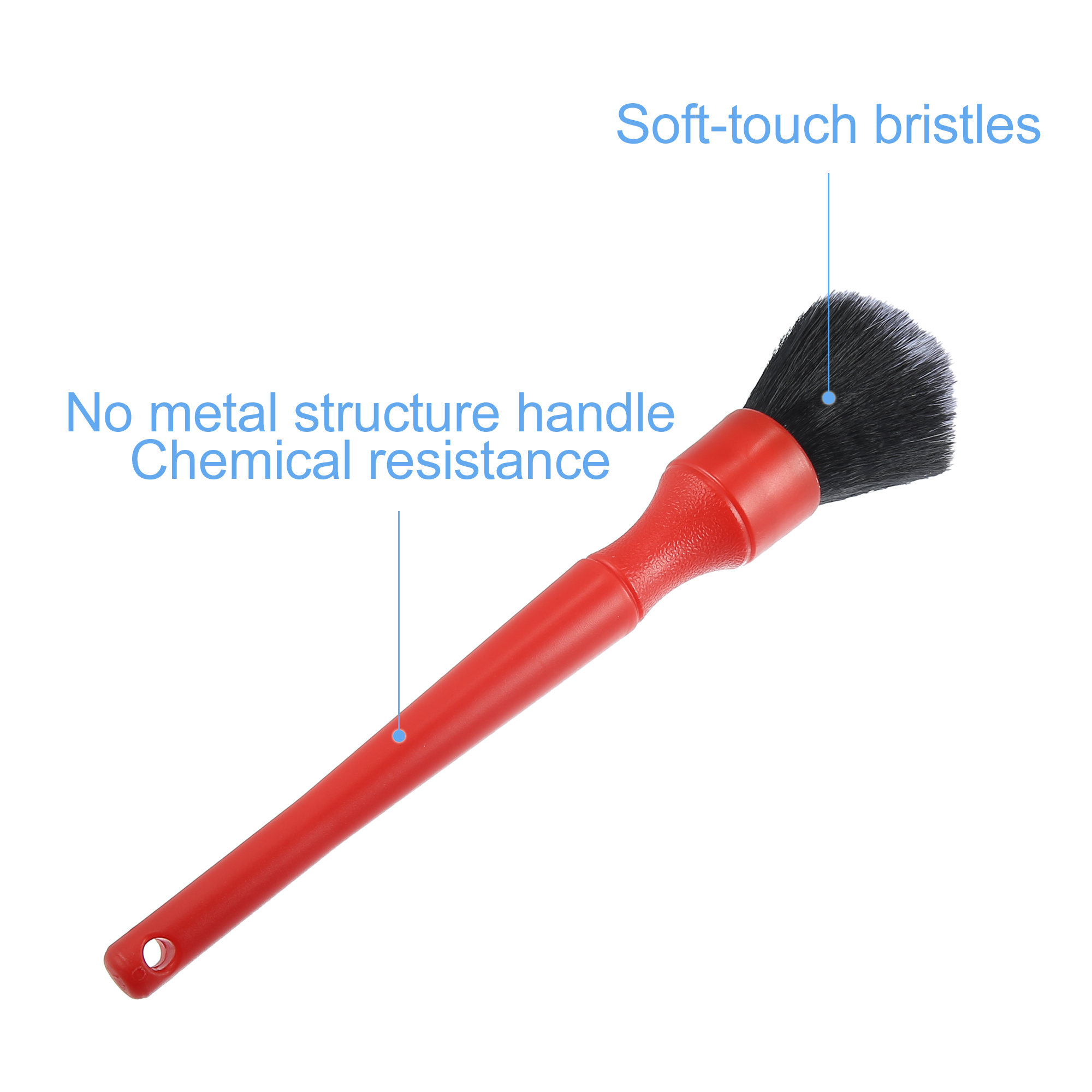 Unique Bargains 2pcs Car Detailing Brush Set Ultra Soft Synthetic PBT Brush Red