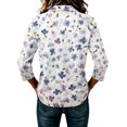 thumbnail image 5 of JULMCOMO Women's Summer Tops Floral Print Collared Button 3/4 Sleeve Loose Fit Trendy Golf Shirts Summer Daily Graphic Tees Purple Pink XL, 5 of 6