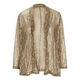 thumbnail image 4 of Brglopf Women's Sequins Blazer Long Sleeve Sparkle Open Front Jacket Shawl Collar Cardigan Casual Jacket, 4 of 6