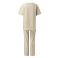 thumbnail image 3 of Baqcunre Women's Belt Pocket Suit with Half-Sleeve O-Neck Top and Wide-Leg Pant Set,Color Khaki,Size S-5XL, 3 of 6