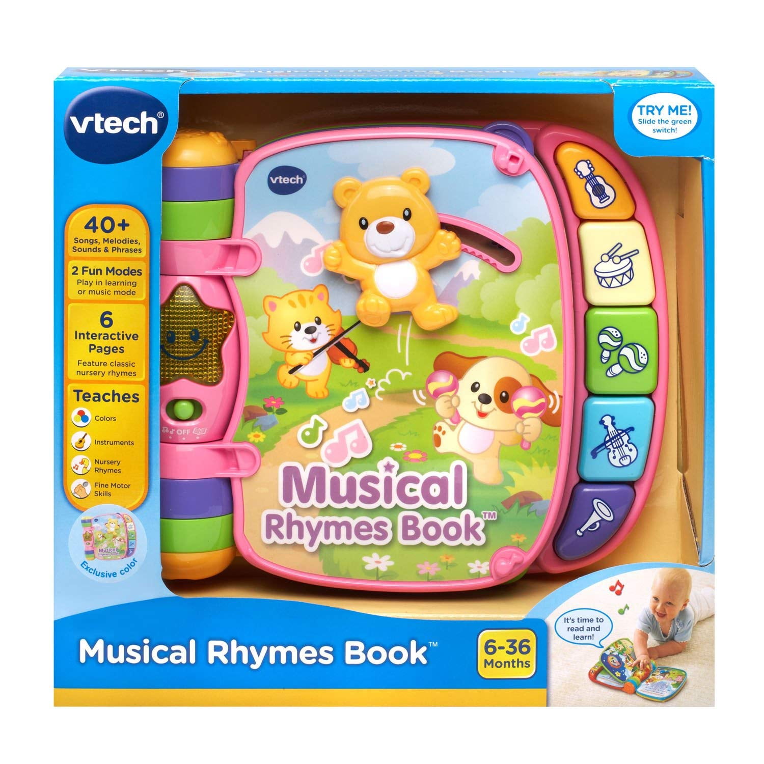VTech Musical Rhymes Book, 40+ songs, melodies, sounds and phrases, Pink  New! 