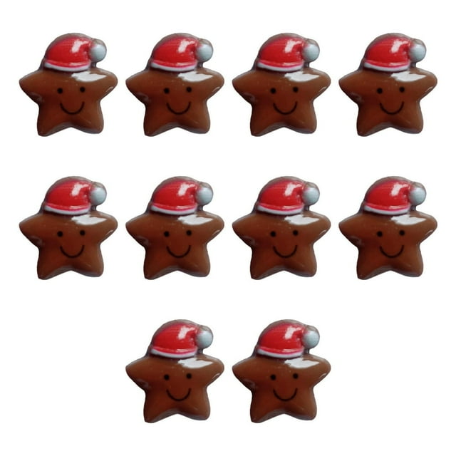 10Pcs Christmas Resin Accessories Compact Cartoon Design Adorable DIY Random Styles Holiday Decorations for Phone Cases Stockings