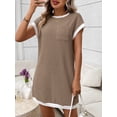 thumbnail image 4 of Women Casual A Line Dress Loose Fit Short Sleeve Round Neck Mid Length Summer Everyday Wear, 4 of 7