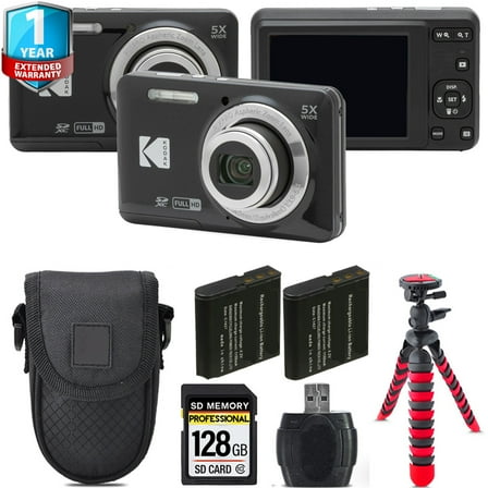 Kodak PIXPRO FZ55 Digital Camera (Black)   Extra Battery  1 Yr Warranty   Case -128GB
