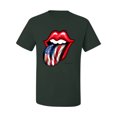 thumbnail image 2 of Wild Bobby, American Flag Lips Tongue Out, Men Graphic Tees, Forest Green, Small, 2 of 3
