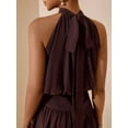 thumbnail image 3 of Women's Sleeveless Halter Neck Chiffon Mini Dress with Back Tie, 3 of 6