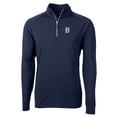 thumbnail image 2 of Men's Cutter & Buck Navy Detroit Tigers Big & Tall Adapt Eco Knit Stretch Recycled Quarter-Zip Pullover Top, 2 of 3