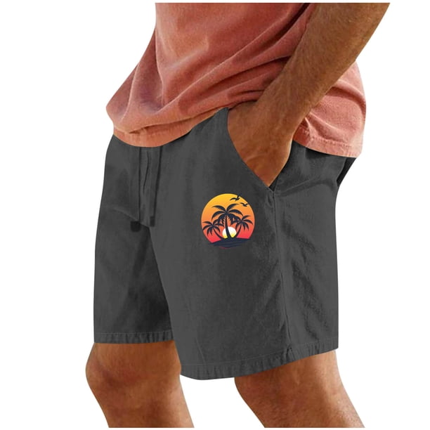 Pantalones Cortos para Hombre Cintura Elástica con Bolsillos Color Sólido Casual Cordón Suelto Pantalones Cortos de Ejercicio