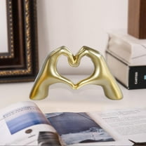 Gold Decor,Heart Hands Sculpture for Living Room Decor,Love Finger Modern Statue for Boho Wedding Decorations,Sculptures Home Decor for Shelves
