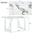 thumbnail image 4 of 55-Inch Faux Marble Dining Table for 4, Durable Steel Legs & Easy Assembly, Modern Kitchen & Home Office Use, White & Silver Finish (Table Only), 4 of 9