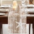 thumbnail image 3 of Table Runners 36 Inches Long Dress Scarves, Brown Coastal Farmhouse Kitchen/Dining Table Runner, Short Coffee Tablerunners, Summer Beach Nautical Starfish Coral Vintage 13x36 Inch, 3 of 9