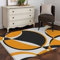 thumbnail image 4 of Orange Black Washable Area Rugs 4'x6', Abstract Grey Black Orange Round Grey Texture Low Pile Throw Living Room Rug Non-Slip Sturdy Edge Binding Carpet for Indoor Entryway Bedside Kitchen, 4 of 9