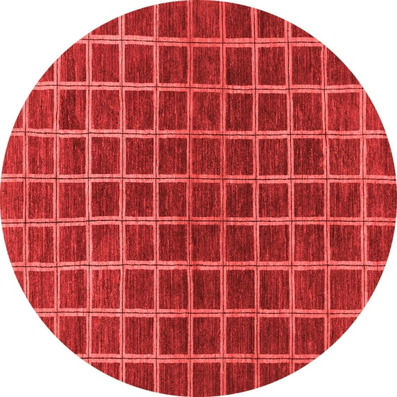 Ahgly Company Indoor Round Checkered Red Modern Area Rugs, 3' Round