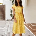 thumbnail image 2 of gakvbuo Summer Dresses For Women Plus Size Sun Dresses Drawstring Printing Mid-Length T-Shirt Dress V-Neck Short Sleeve A-Line Beach Dress, 2 of 7