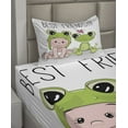 thumbnail image 2 of Ambesonne Cartoon Fitted & Top Sheet Set with Sham, Frog Love Friends, White Cream Green, 2 of 4