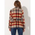 thumbnail image 4 of INSPIRE CHIC Manteau Portefeuille Mince à Carreaux pour Femme à Col Rabattu et Ourlet Asymétrique Rouge Brun G, 4 of 5