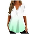 thumbnail image 2 of Teissuly Womens Summer Tops V Neck T Shirts Printed Tops Button Loose Casual Tshirts, 2 of 5