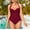 Wine, variant on successthop Womens Bathing Suits Adjustable Strap Halter Bandeau One-Piece Backless Monokinis Solid Bow Tie Side Beachwear Modest High Cut Bikinis Tankinis for Holiday, Travel and Seaside