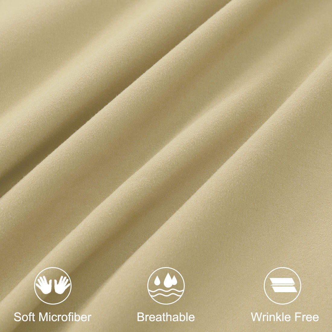 Unique Bargains 2-Pack Solid Microfiber Pillowcases, Queen, Light Tan