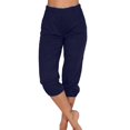 thumbnail image 2 of ameIAEA Elastic Waist Capris for Women Summer Casual Yoga Pants Cropped Trousers with Pockets, 2 of 7