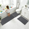 thumbnail image 4 of Ileading 3pcs Bathroom Rugs Set with U-Shaped Mat, Non Slip, Soft, Absorbent Bath Mats for Tub, Shower, Toilet 18"x26"+18"x48"+U Shape 20"x24" Gray, 4 of 9