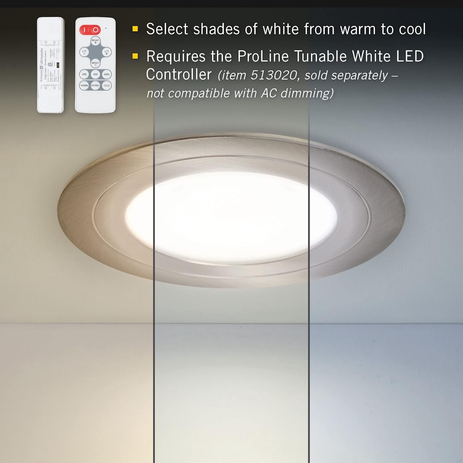 JJEAN-PureVue Dimmable LED Undercabinet Puck Light, CCT 2700K - 5000K, Black 273413
