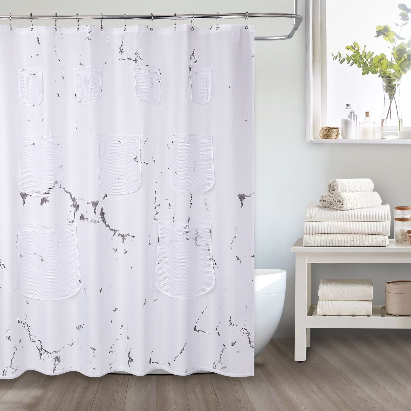 GlowSol Shower Curtain 78 inch Length with Pocket Abstract Modern