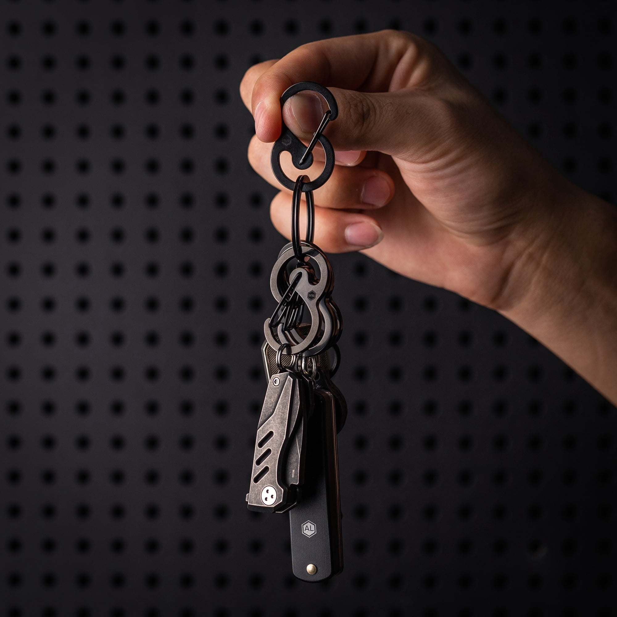 Key Unity Key Chain, KS05 Stainless Steel Carabiner Sets Mini Clips for Keys, Flashlight and Whistles, Black
