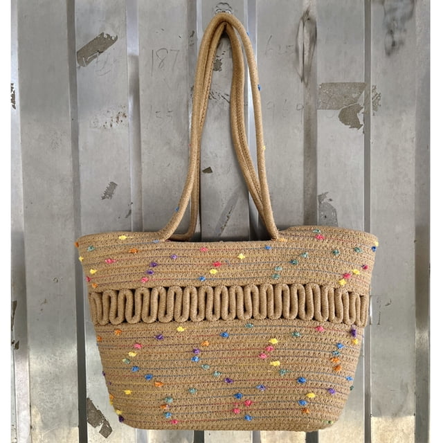 Woven Basket Bag,Straw Bag Woven Papyrus Shoulder Bag Beach Bag User-Friendly Design