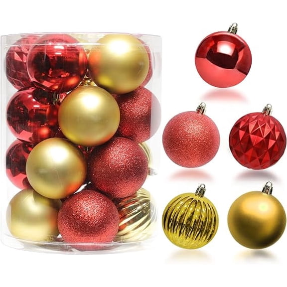 LAMPHOME 20PK 3.15'' Christmas Tree Ornaments, Shatterproof Christmas Ball Ornaments Set, Shatterproof Xmas Tree Decorations with Assorted Designs