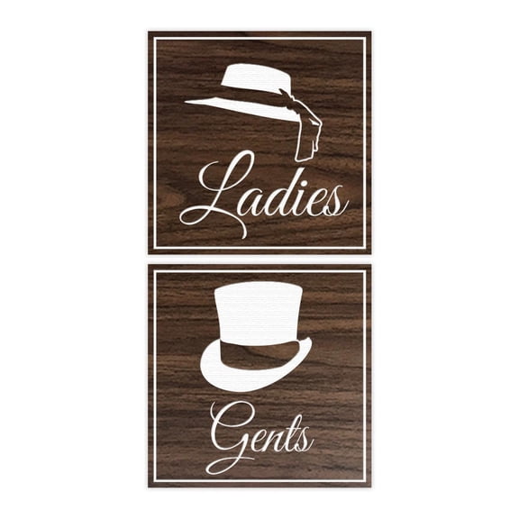 Square ladies and gents sign set (Walnut) - Medium
