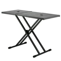 KFFKFF DJ Workstation, Adjustable (32"-43") x 18" Portable Stand for DJ Equipment, Compact DJ Desk with Dual-X Frame, Height-Adjustable for Laptops, Controllers, Foldable for Easy Transport