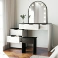 thumbnail image 3 of Vanity Set With Lights Vanity Table With Mirror Vanity Desk With Drawers Modern Vanity Desk Chair Set With Mirror Light Fashionable Makeup Table With Glass Top Multi Drawers For, 3 of 10