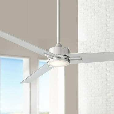 60" Casa Vieja Monte Largo Modern 3 Blade Indoor Ceiling Fan with Dimmable LED Light Remote Control Brushed Nickel Silver for Living Room Kitchen Home