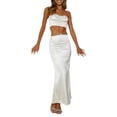 thumbnail image 2 of Biekopu Women Summer 2 Pieces Outfits Rhinestone Camisole Sleeveless Sling Tank Tops and Wrapped Hip Long Skirts Set, 2 of 7