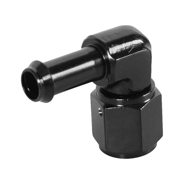 Adaptador de racores hembra de manguera AN6 de aluminio de 90 grados con acabado anodizado negro AN6 a otro